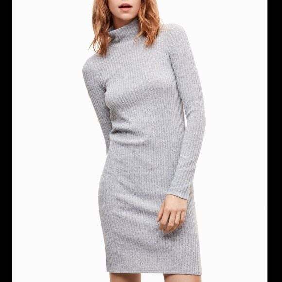 Wilfred Free Dresses & Skirts - Wilfred Free Ribbed Long Sleeve Turtleneck Sweater Dress Gray Medium